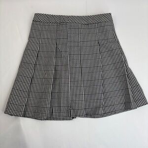 Nordstrom Skirt Girls Size 10 Black White Plaid Pleated Zip